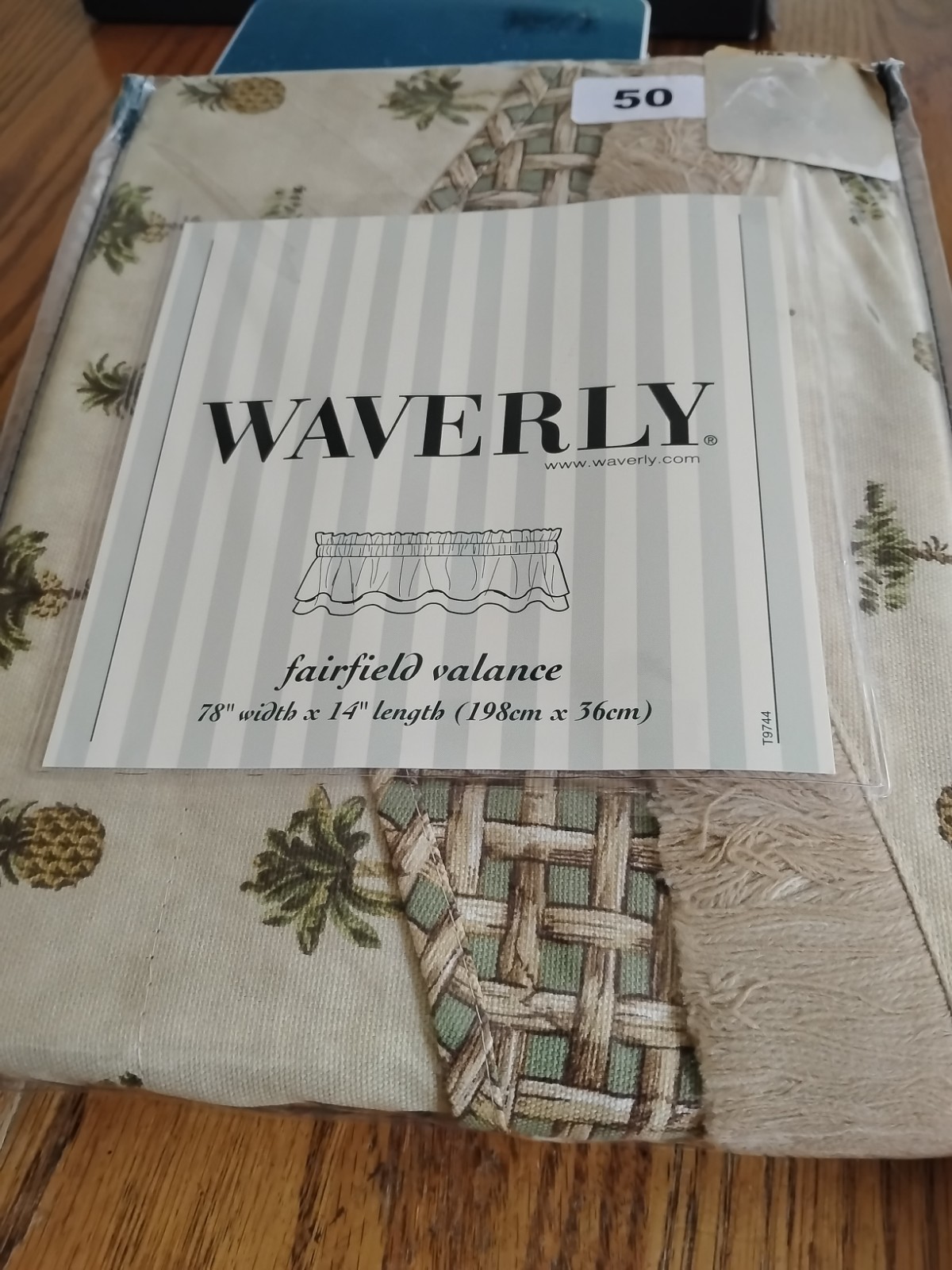 New In Package Waverly Valance Rod Pocket Pineapple Palm Tree With Fringe 78 X14