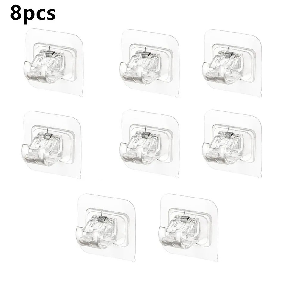 8 PCS No Drill Curtain Rod Brackets No Drilling Self Adhesive Curtain Rod Holder