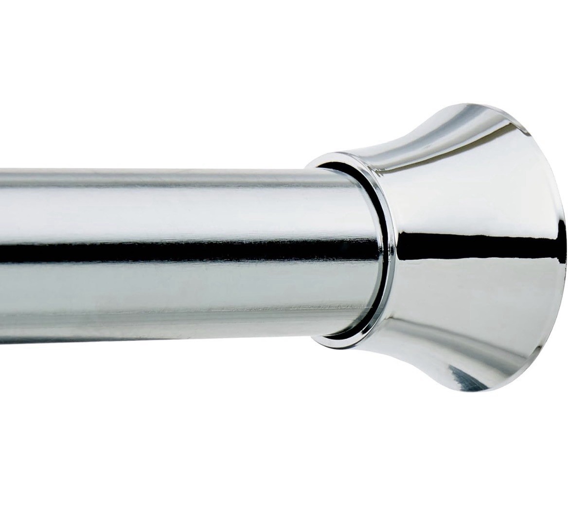 No Drill Spring Tension Curtain Rod, Adjustable 54-90″ Width, Chrome, Classic Fi
