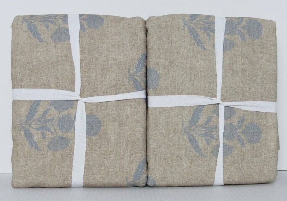 Pottery Barn Summer Bhotah Blackout Curtains Set of 2~ 50″ X 84″ Flax Blue NWT