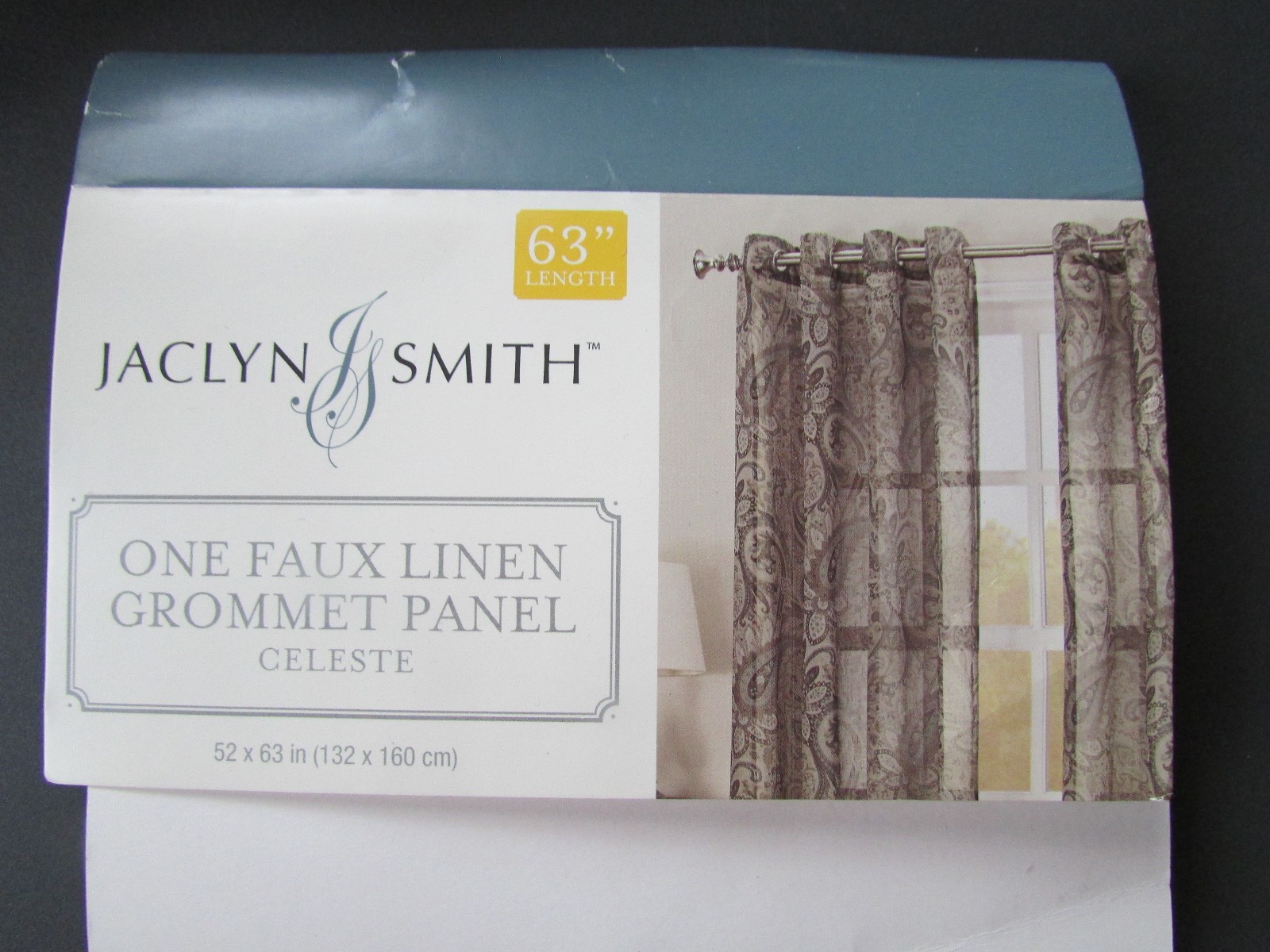 Jaclyn Smith Curtains Polyester Semi Sheer 52 in x 63 in Faux Linen 2 Panels New