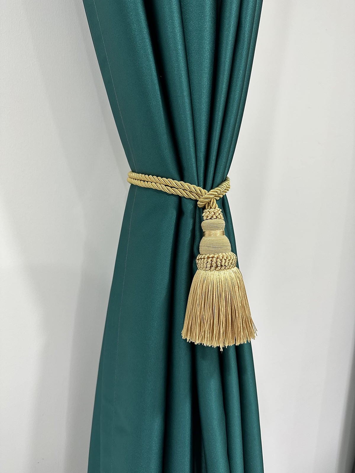 Fenghuangwu 2 Pack Curtain Tie Backs Rope Tassels for Curtains Drape 2p, Gold