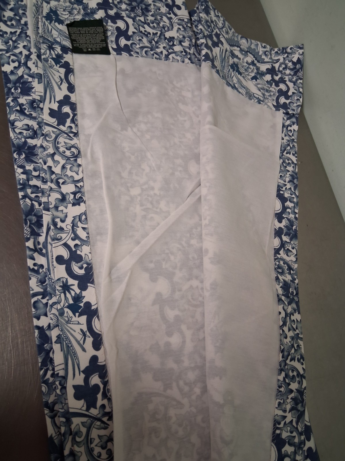 Ralph Lauren Porcelain-Single Lined Rod Pocket Drape-Gorgeous! Blue & White