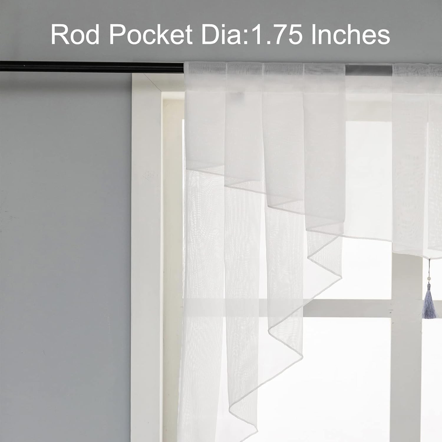 PearAge Swag Sheer Valance Curtains for Living Room, Color Matching Kitchen V…
