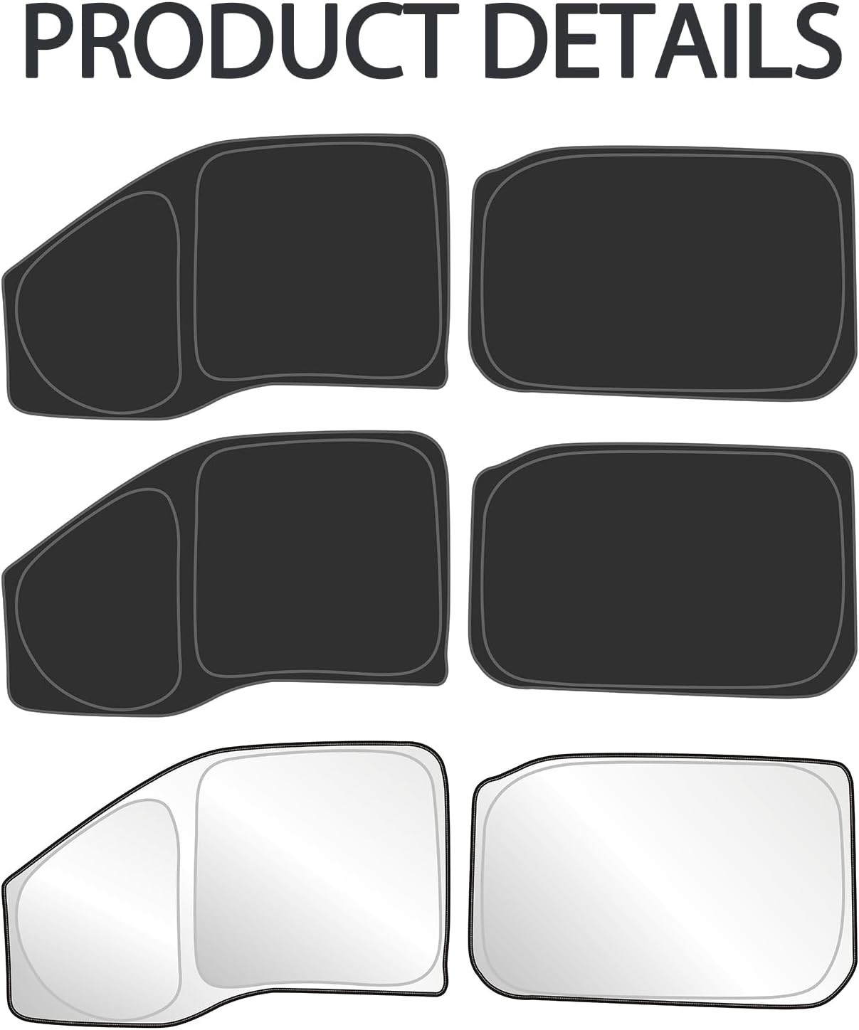 Side Window Sun Shade 4-Pack Fit 2021-2025 Ford F150 Crew Cab UV Block Heat