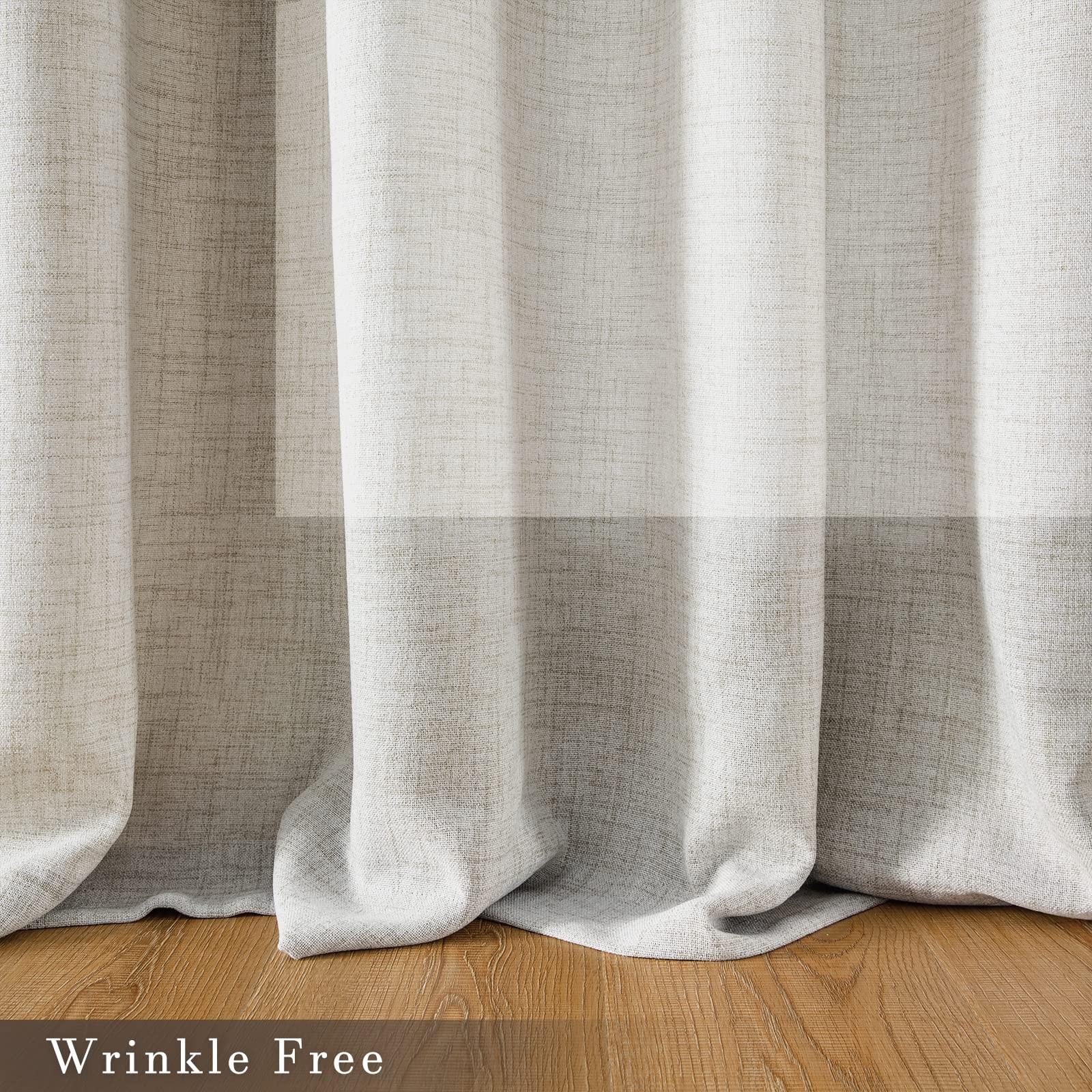 Melodieux Sheer Curtains 63 Inch Length For – Top Burlap Linen Textured Light
