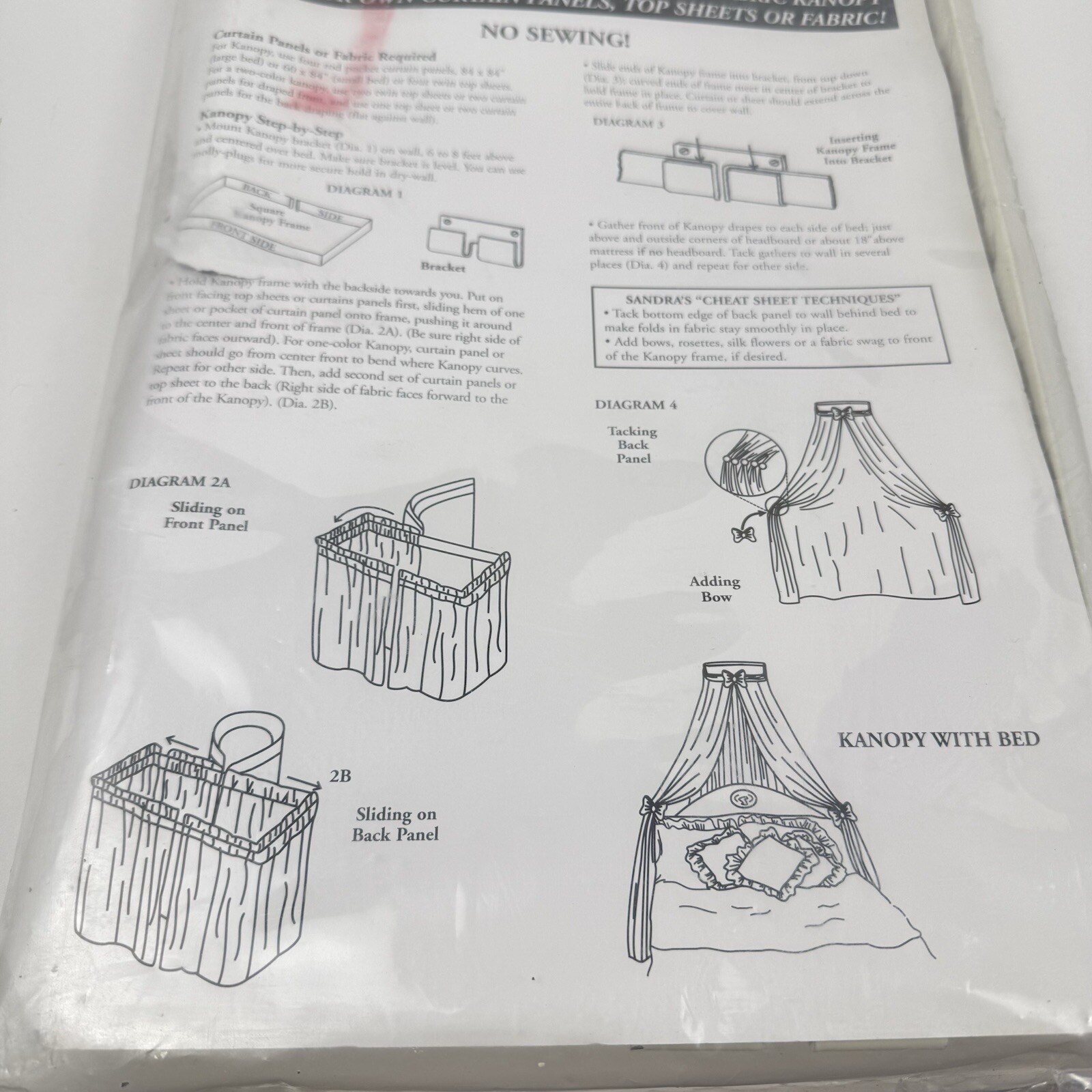 VTG Sandra Lee Simple Living Fabric Canopy Square Curtain Panel Craft No Sew Kit