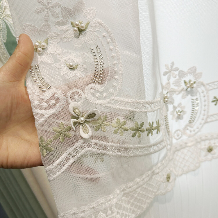 modern Simplicity Northern chenille lace green shade valance curtain tulle M1612