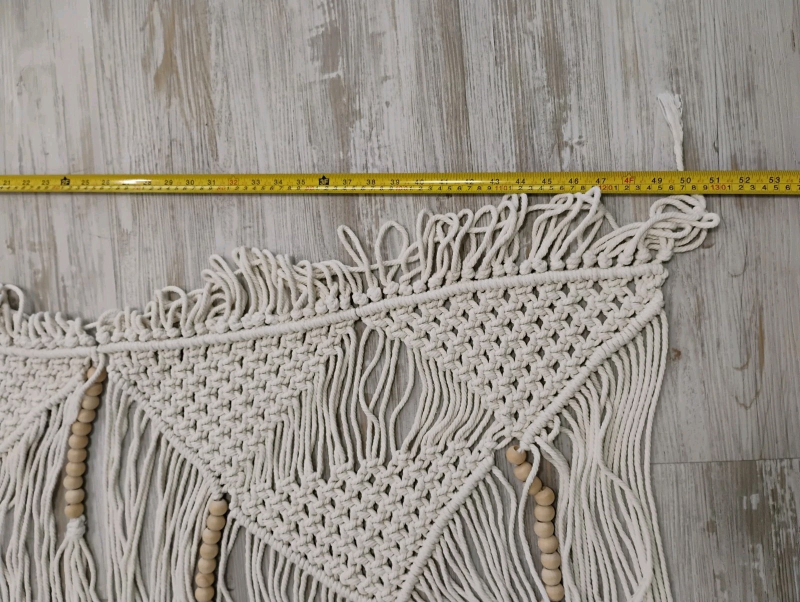 Macrame Valance Curtain Wood Beads Tassels Single Panel Heavy Thick Boho