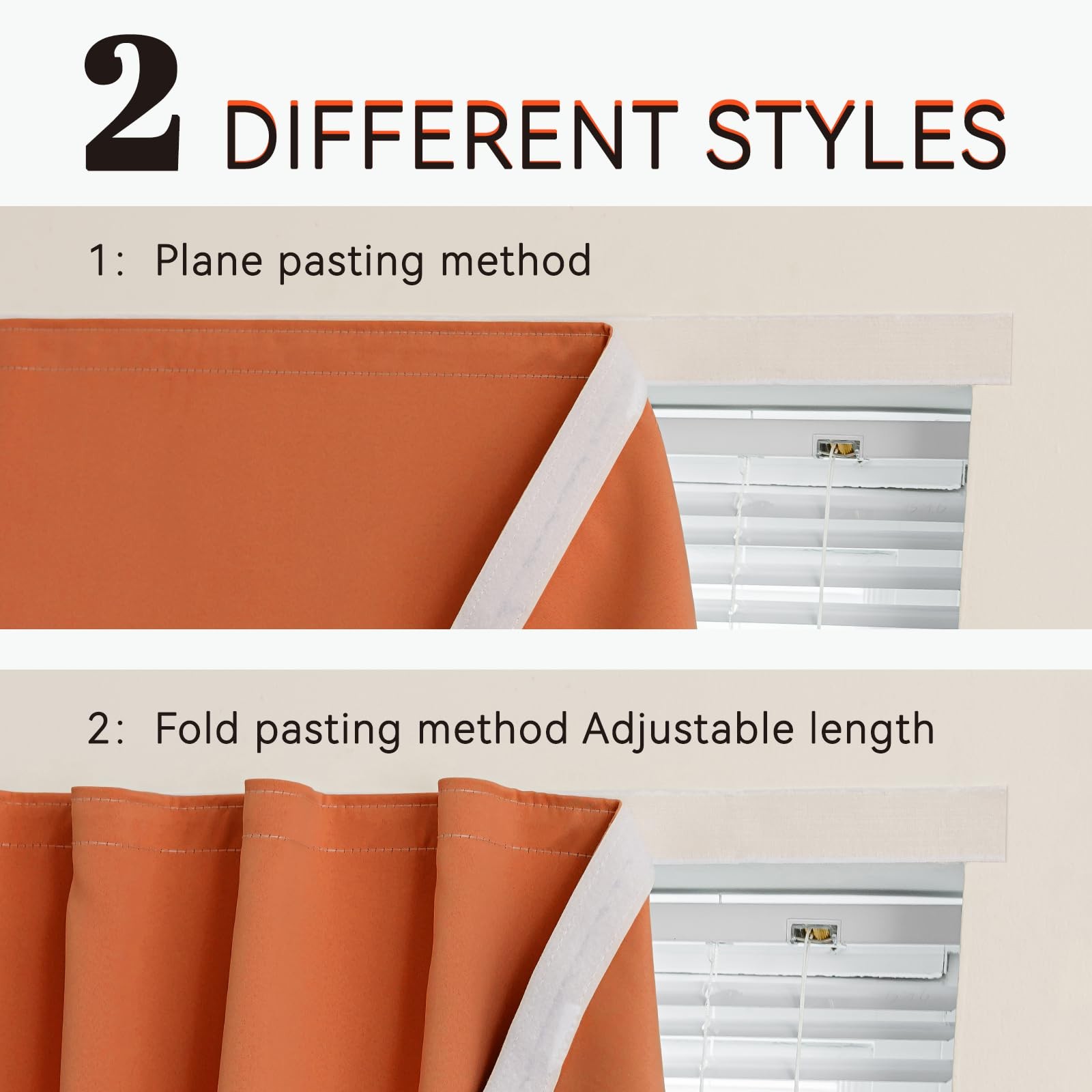 Jilron Orange 35x71in 1pc Self Adhesive Blackout Curtain