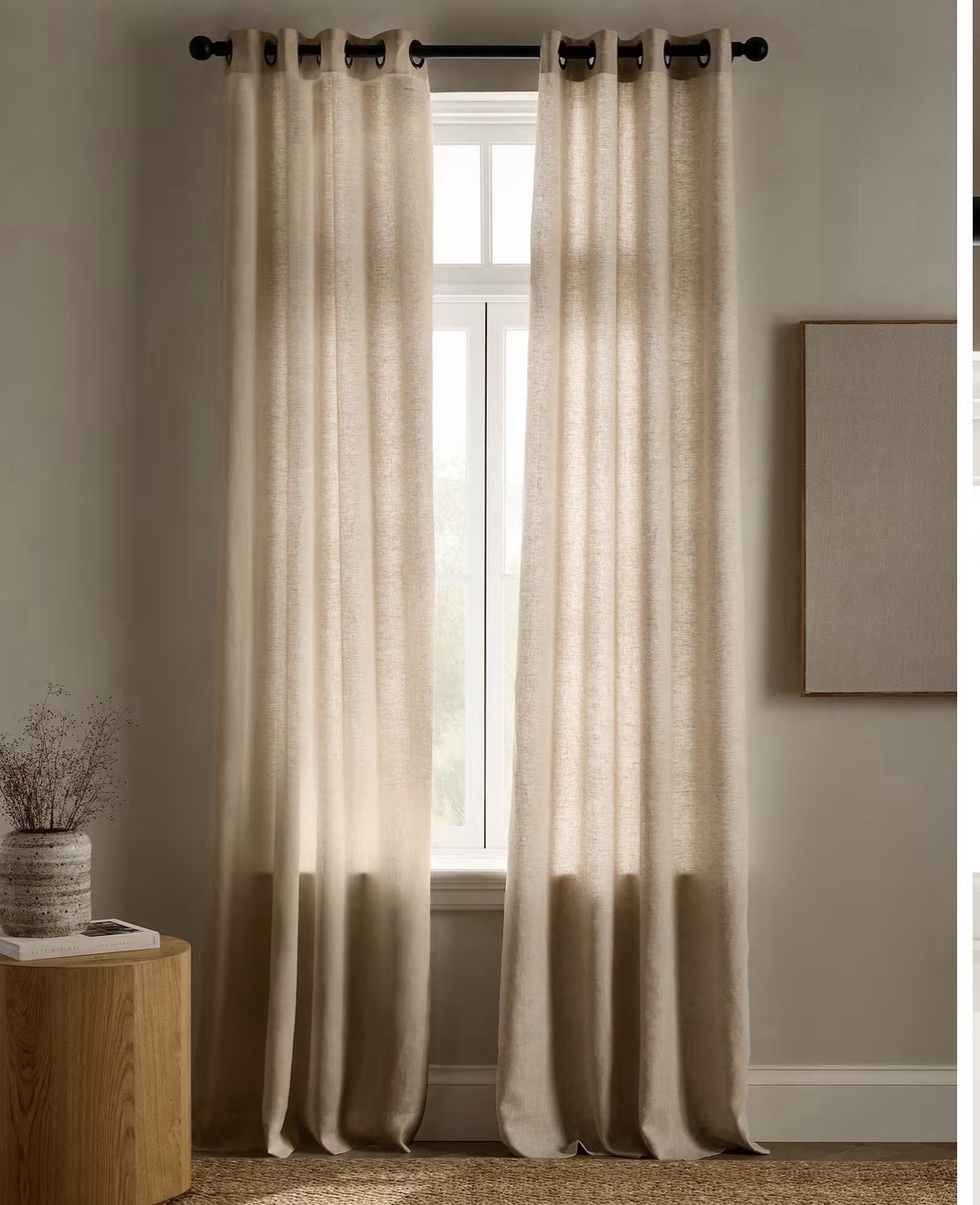 NWOT Quince Set 2 96” X 108” Flax Linen Curtain Panels Light Filtering