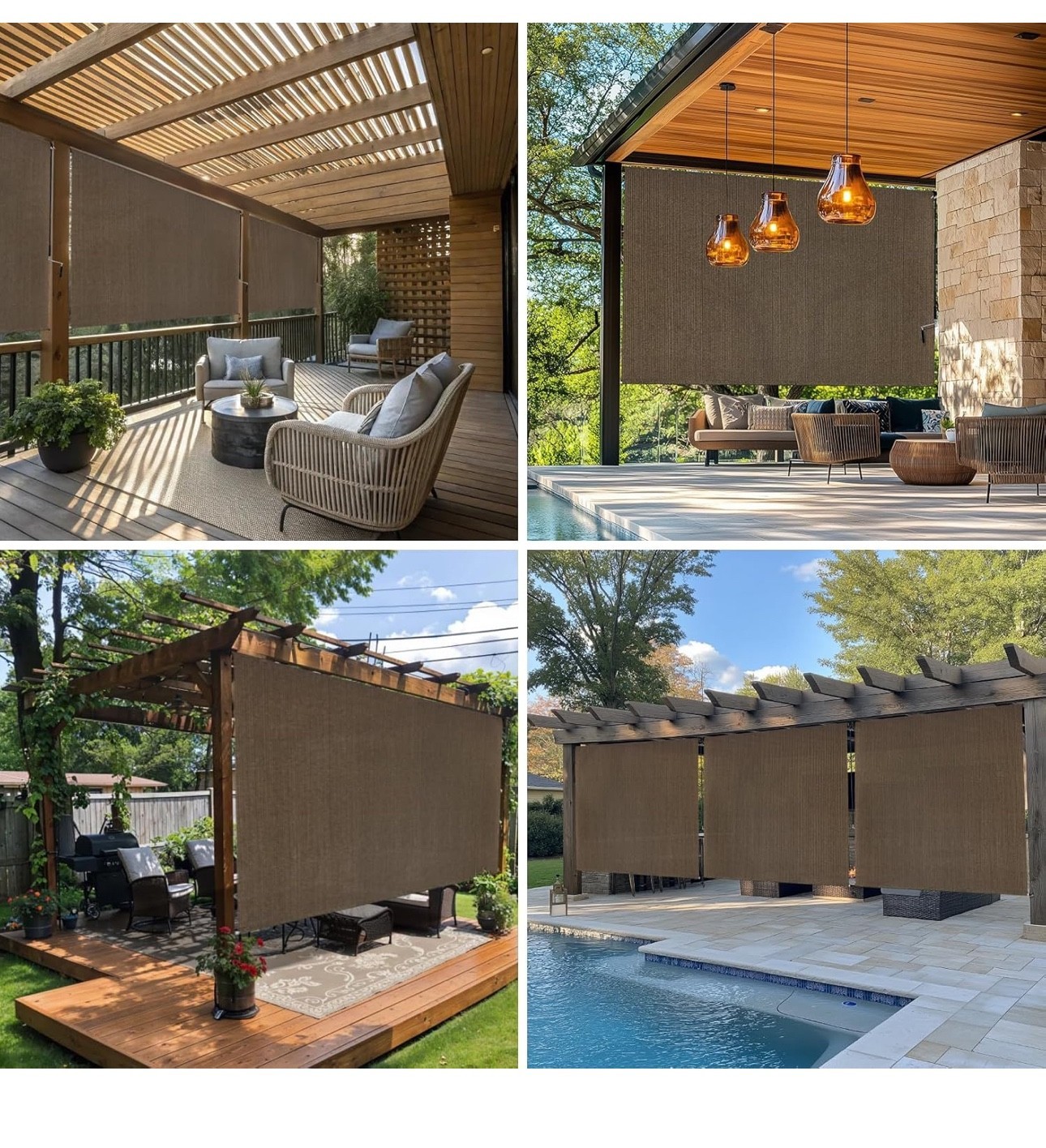 Roller Shade Blind Roll Up Crank For Deck Porch Balcony Patio Light Filter