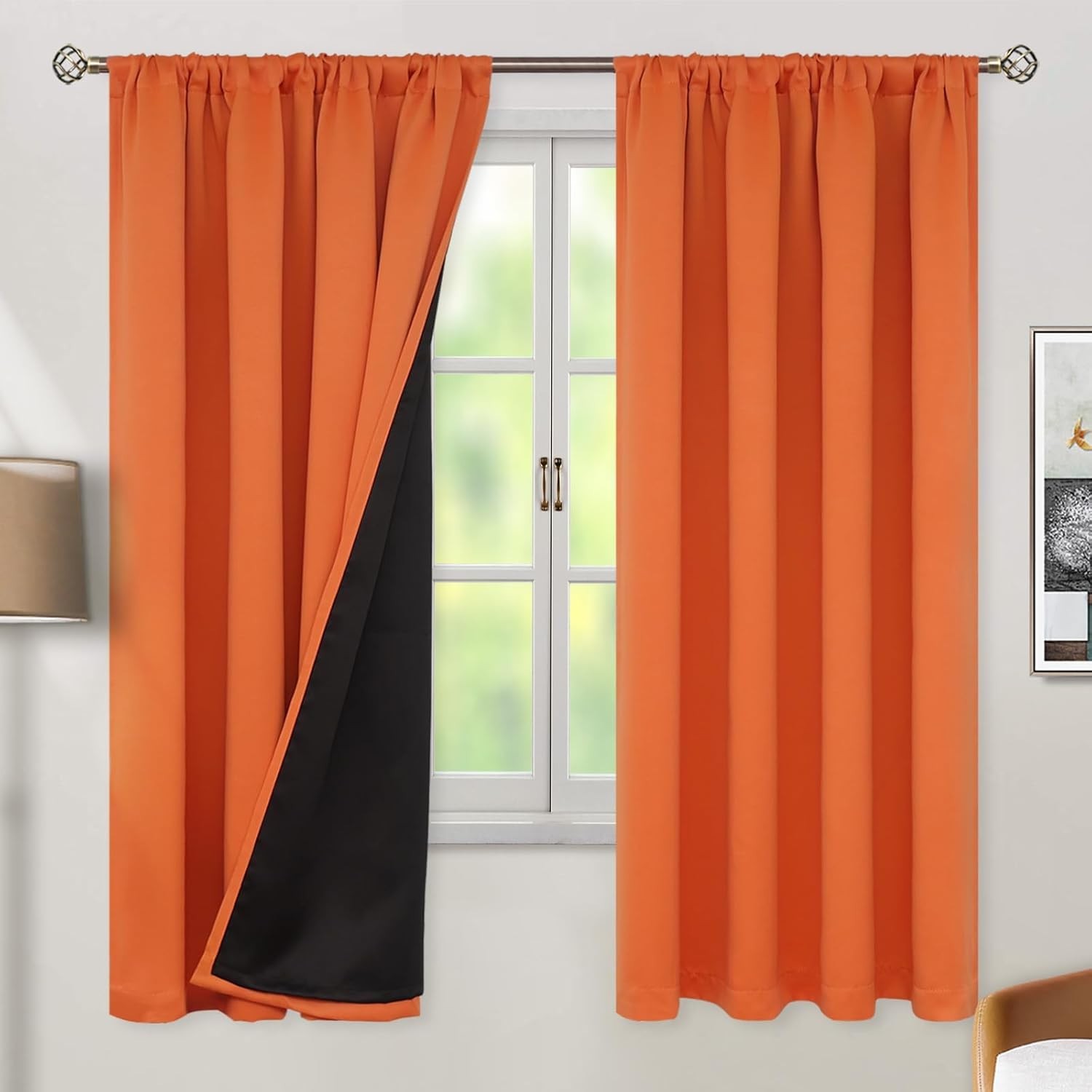 100% Full Blackout Curtains 2 Panels Set Thermal Insulated Soundproof Drapery
