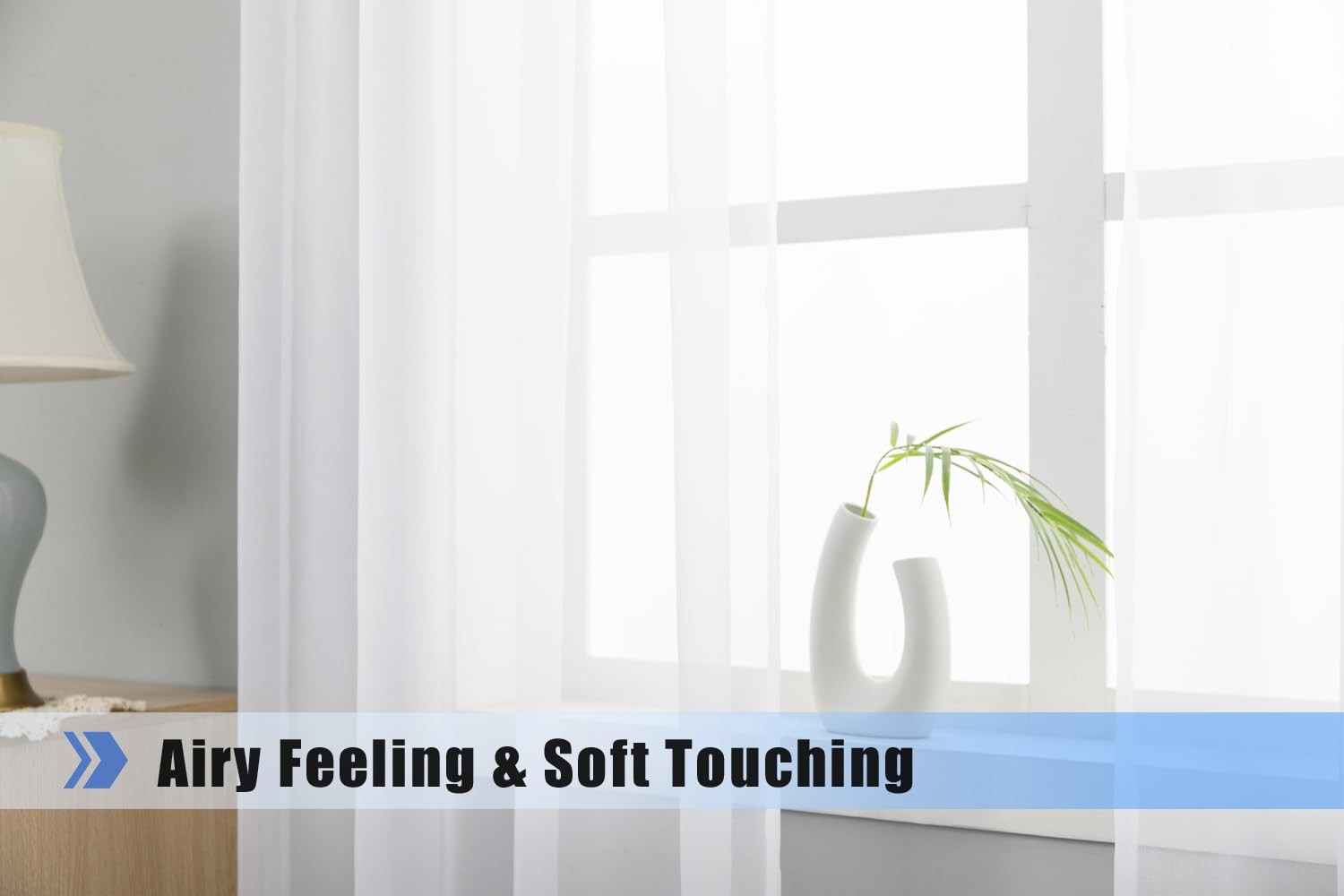 Modern Sheer Curtain Panels Set of 2 58×84 inches White Voile for Home Decor