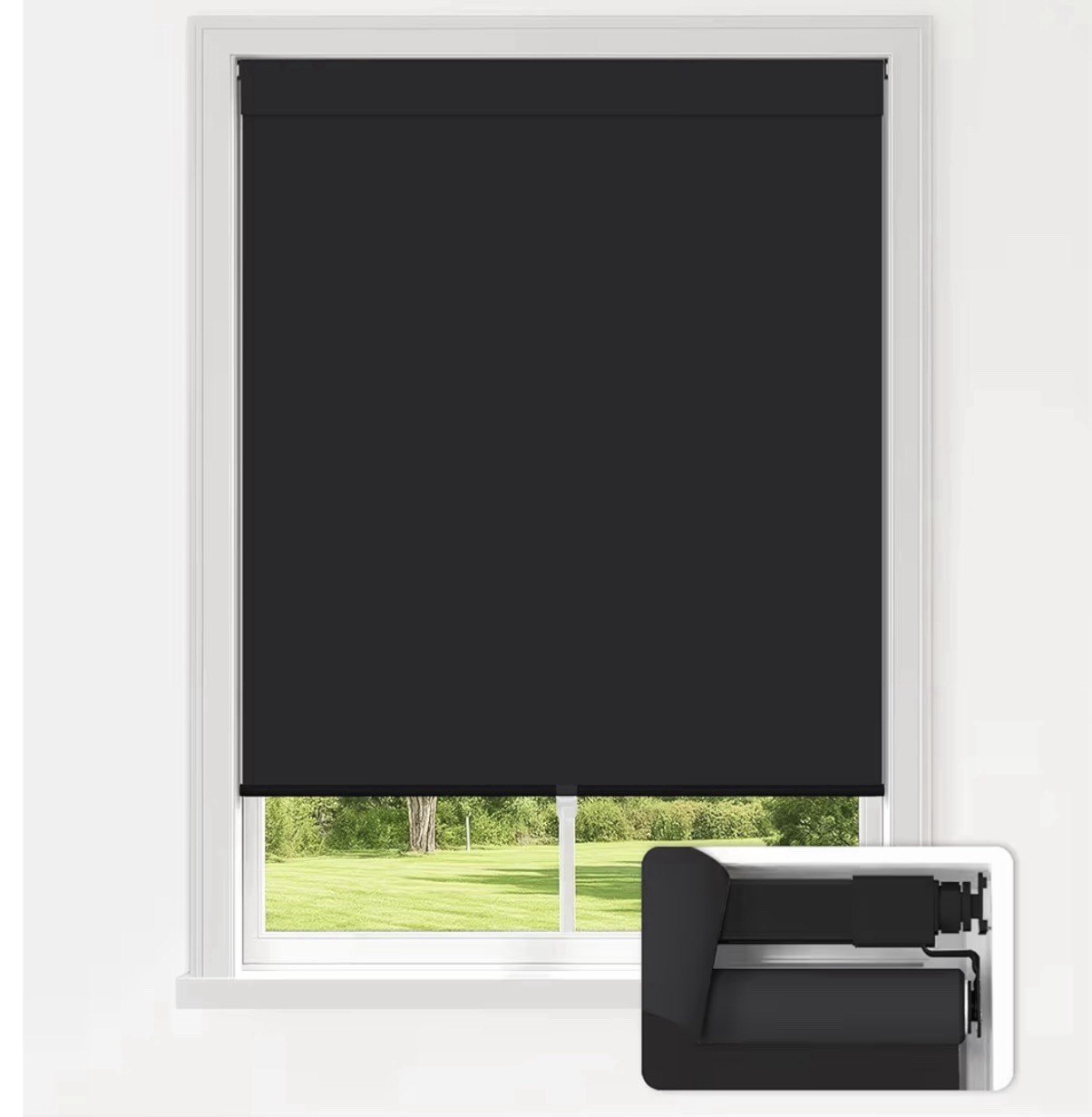 LazBlinds Cordless No-Drill Shades, Thermal UV Protection, 41” × 72”, Black