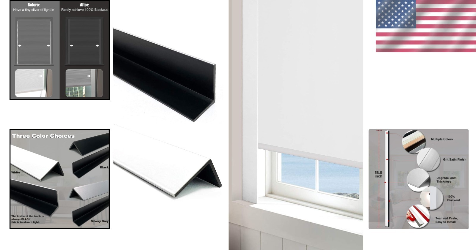 Easy-Install 100% Blackout Light Strips – 58.5″ L for Bedrooms & Nurseries, 2pcs