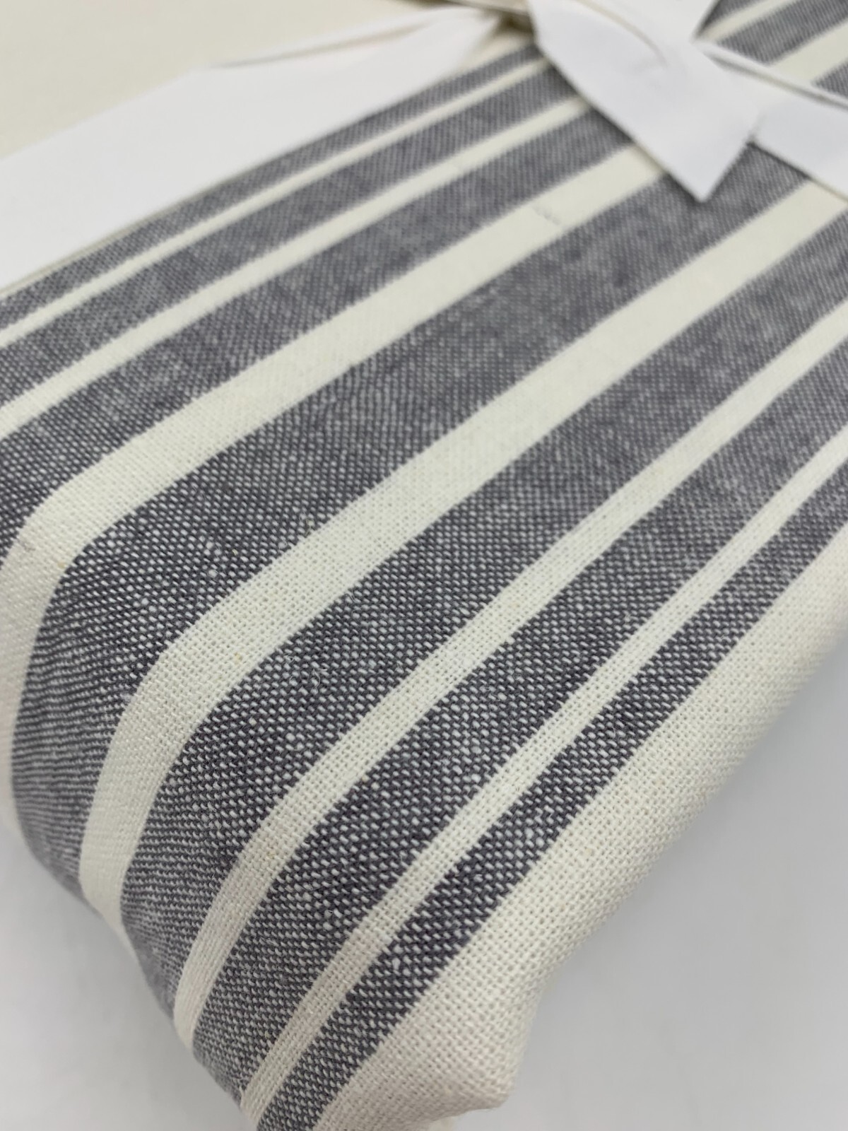 Pottery Barn Riviera Striped Drape Panel Curtain Blackout 108″ Charcoal #Q117