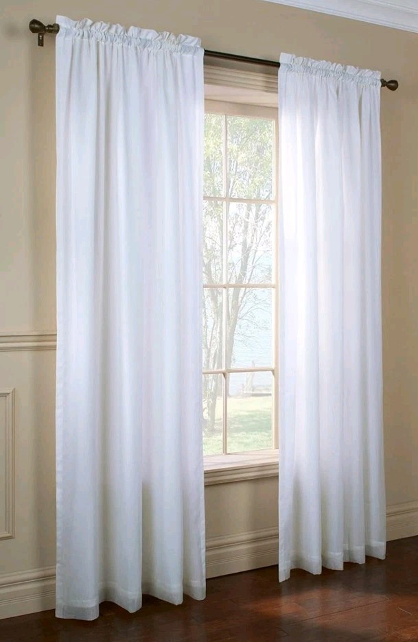 2 Panels Thermavoile Rod Pocket Rhapsody Lined Energy Efficient 54″X72″ / White