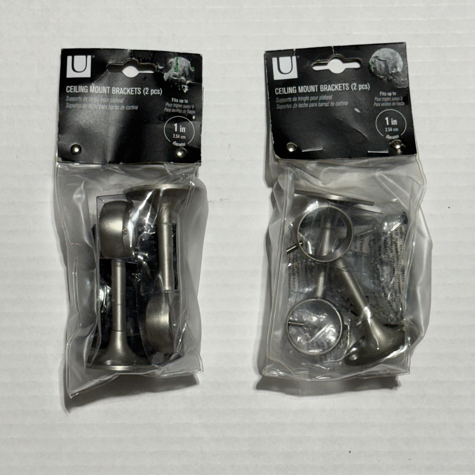Umbra Ceiling-Mount Brackets (2 Pcs) 244939–410 for Drapery Rod Nickel Lot of 2