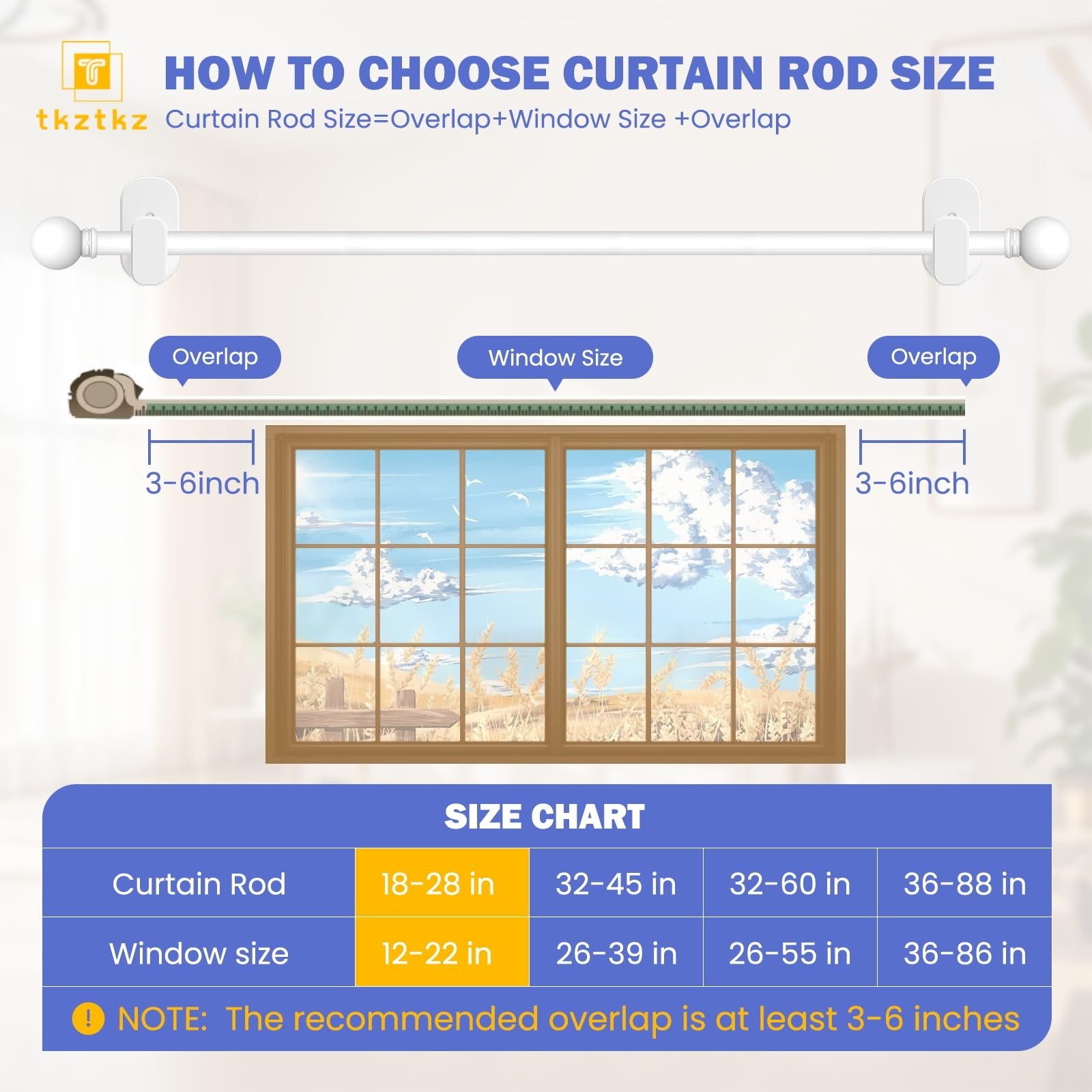 TKZTKZ Curtain Rods No Drilling for Windows 18 to 28 Inch:No Drill Small Whit…
