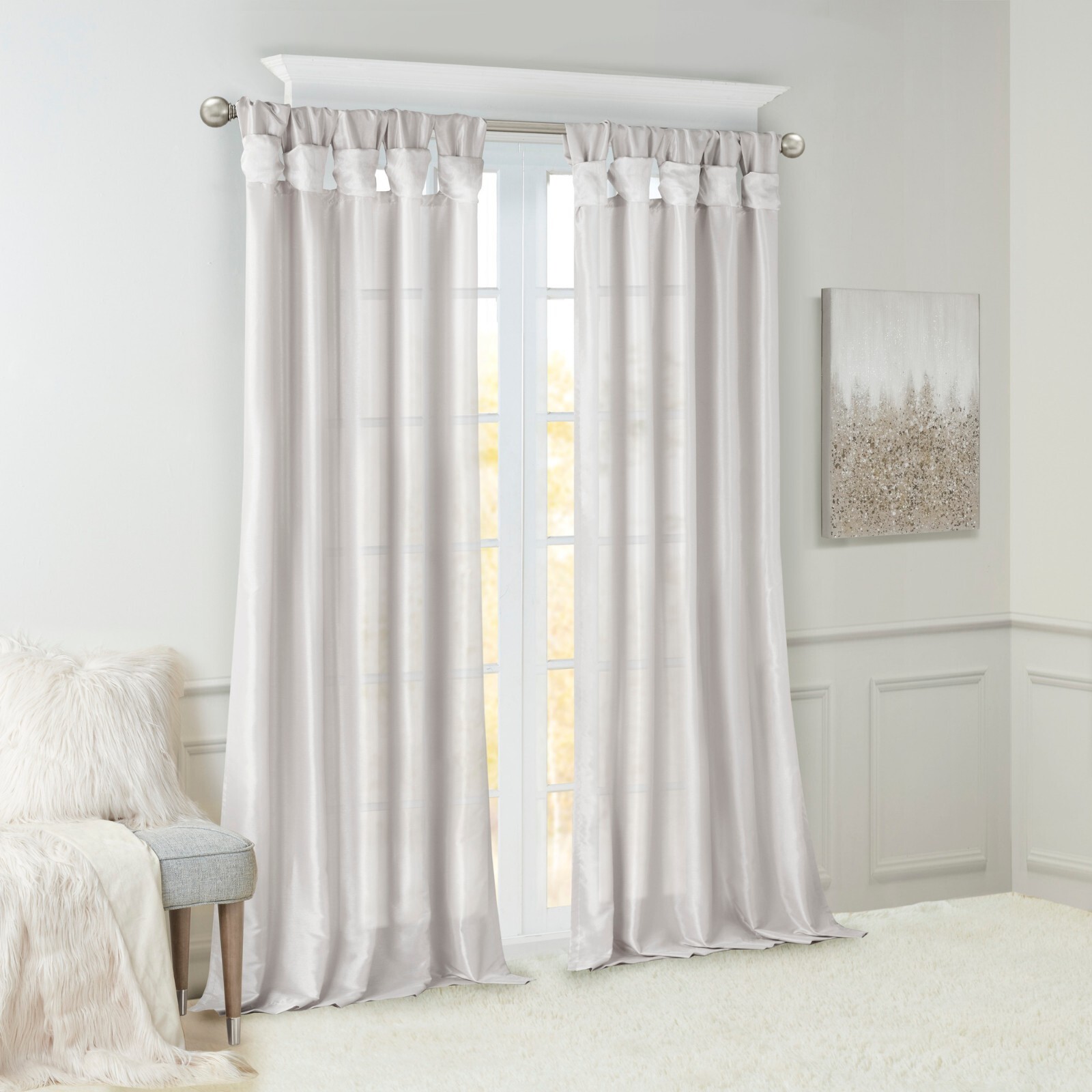 Madison Park Emilia Twist Tab Lined Window Curtain Panel 50×108 50×84 50×95