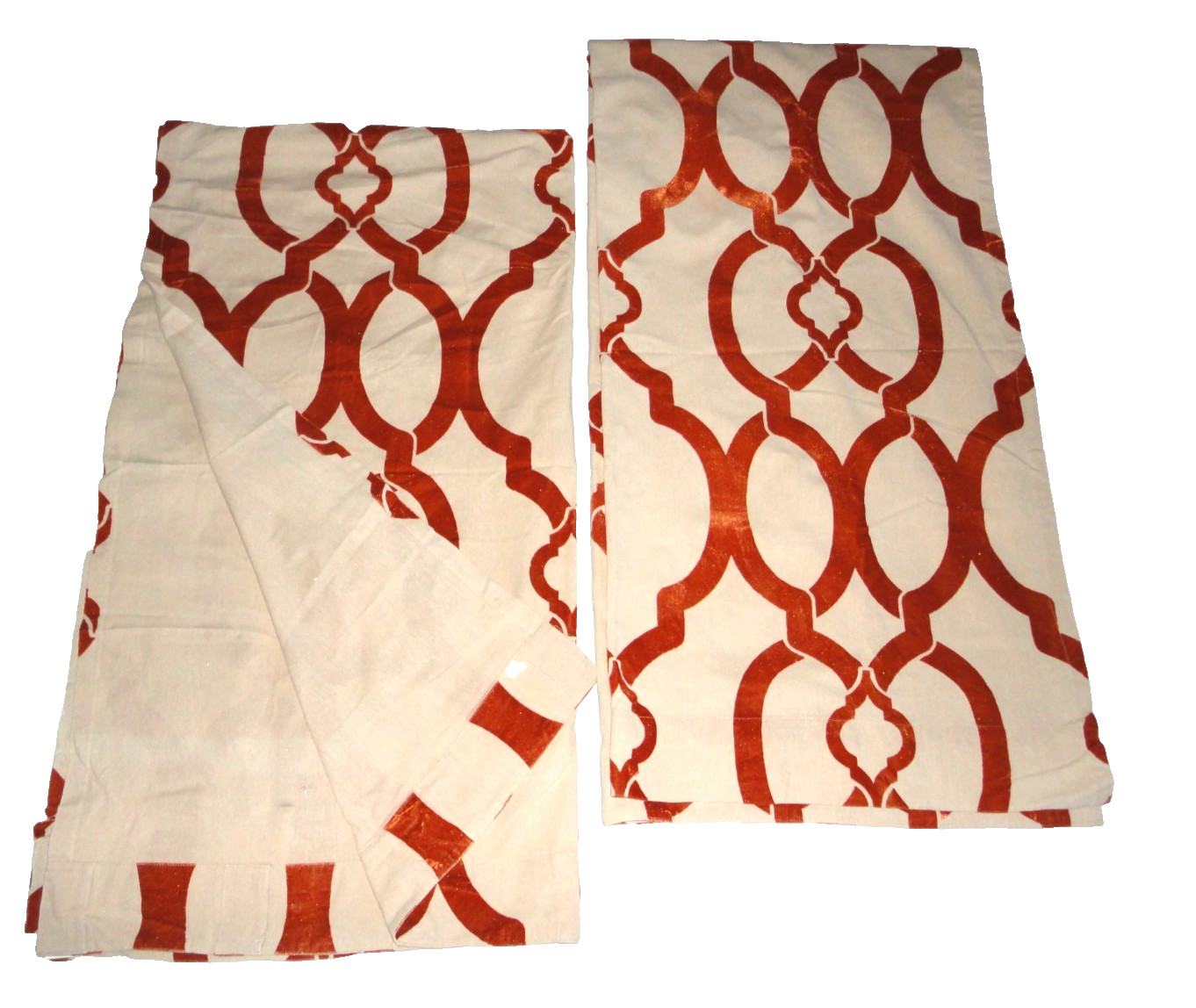 WORLD MARKET velvet RUST Moroccan gate scroll groovy (2) curtains PANELS 48 X 96