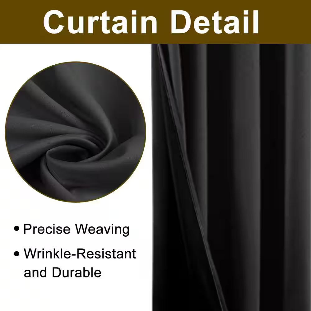 Black Polyester 42 In. W X 45 In. L Insulated Thermal Rod Pocket Indoor Blackout
