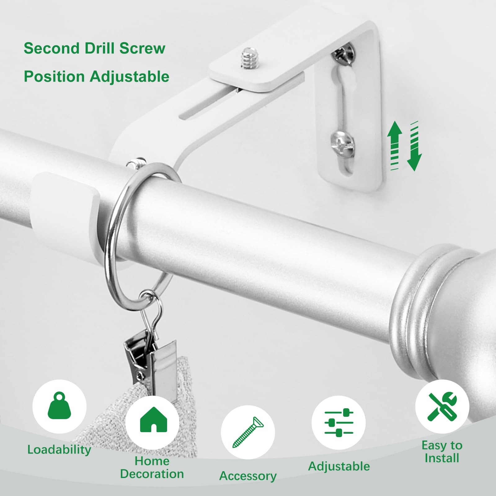 Curtain Rod Bracket Adjustable, Drapery Rod Holder Hooks Support Hangers for …