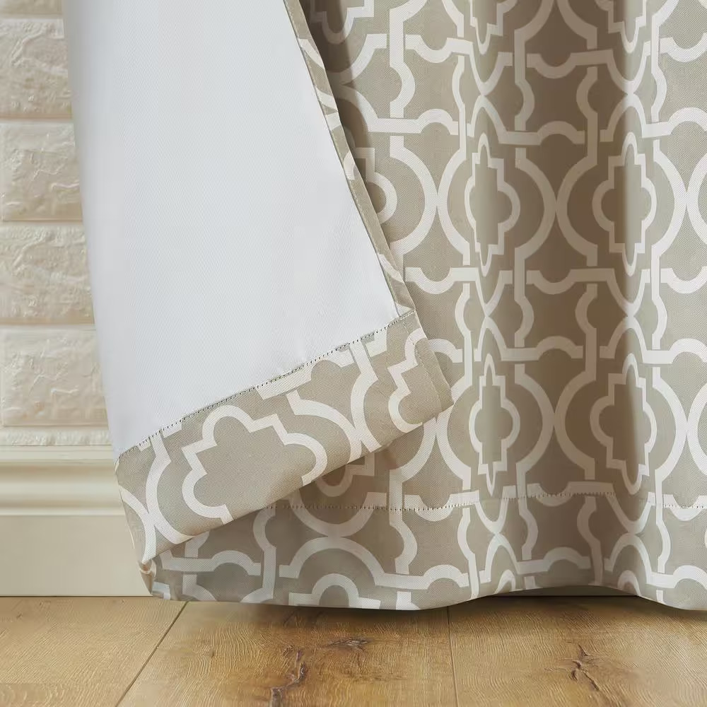 Barnett Trellis Taupe Polyester 40 In. W X 63 In. L Grommet Blackout Curtain (Si