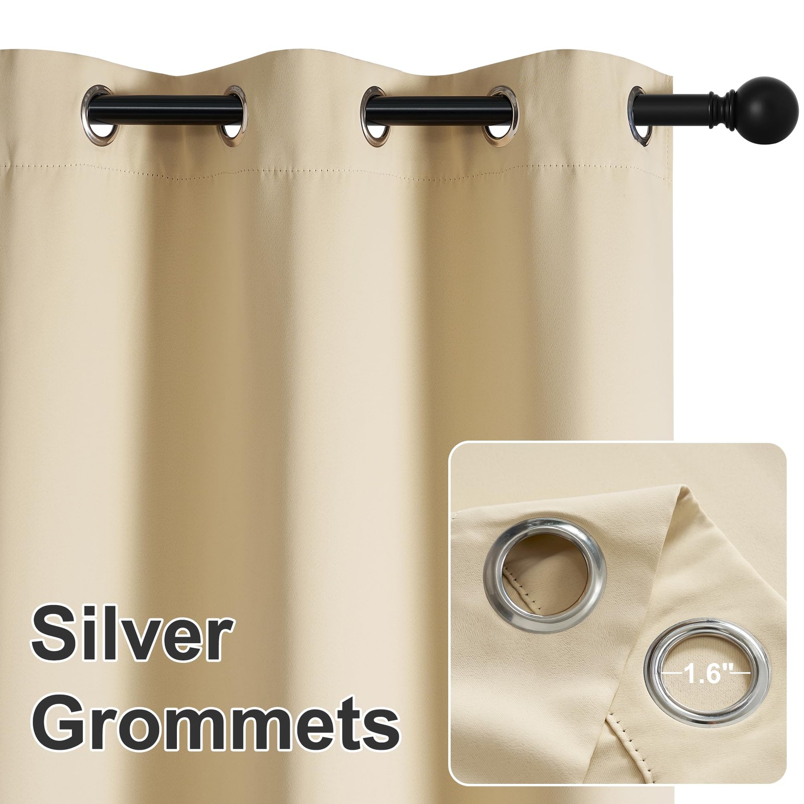 RYB HOME Outdoor Curtains for Patio 52″W x 84″L (Pack of 1), Biscotti Beige