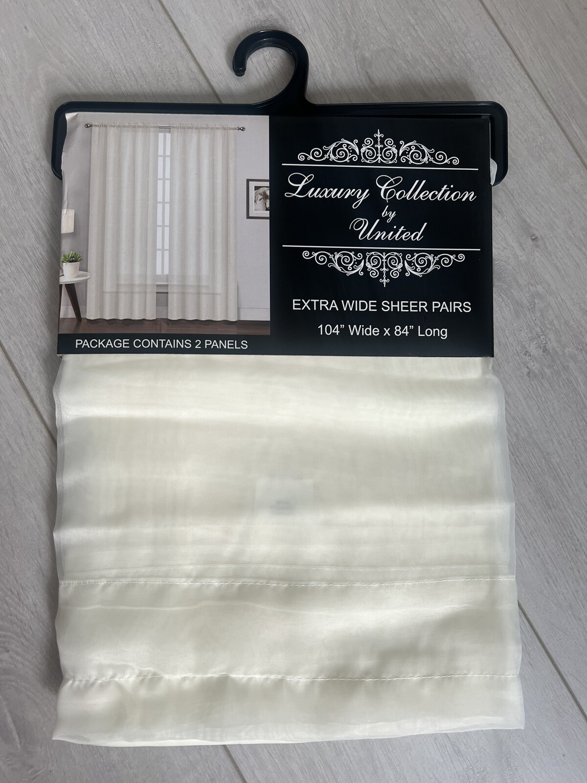 Ivory Luxury Collection By United Rod Pocket Sheers Curtain Pair 104” X 84” Long