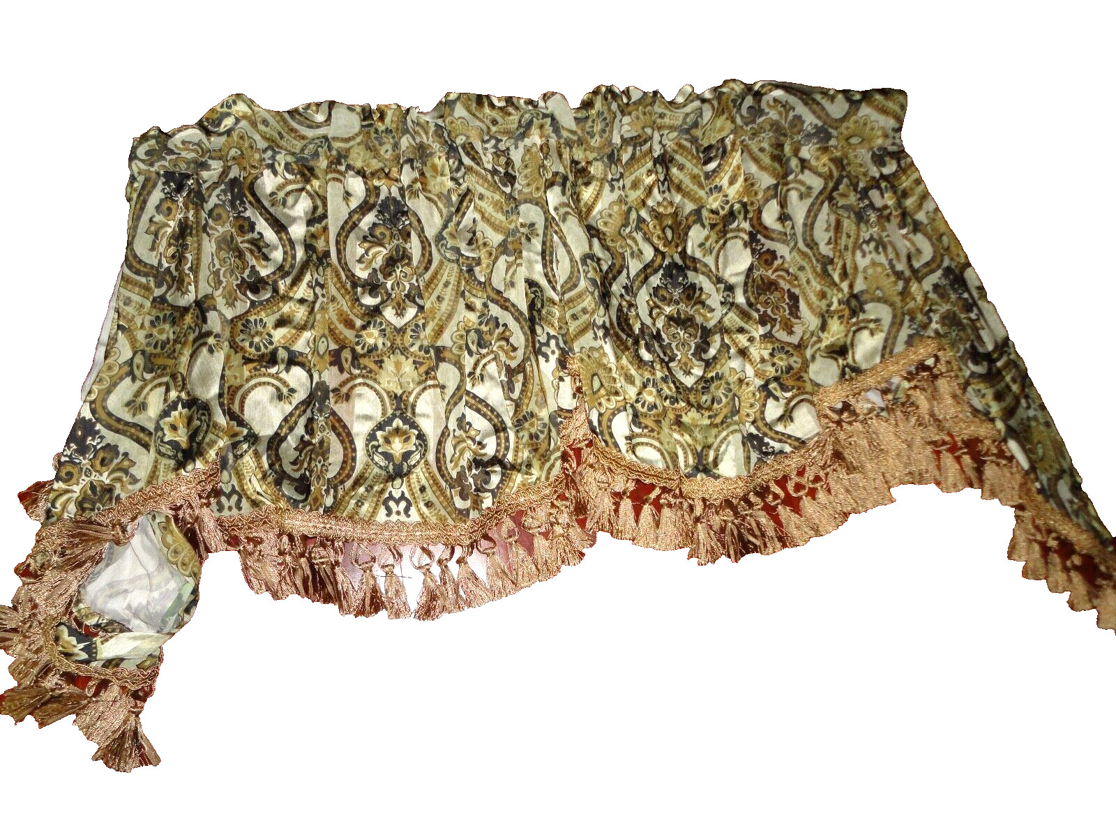 CHRIS MADDEN ANSLEY MEDLEY CENEFA TOPAZ PAISLEY BROWN CREAM VALANCE 60 X 18