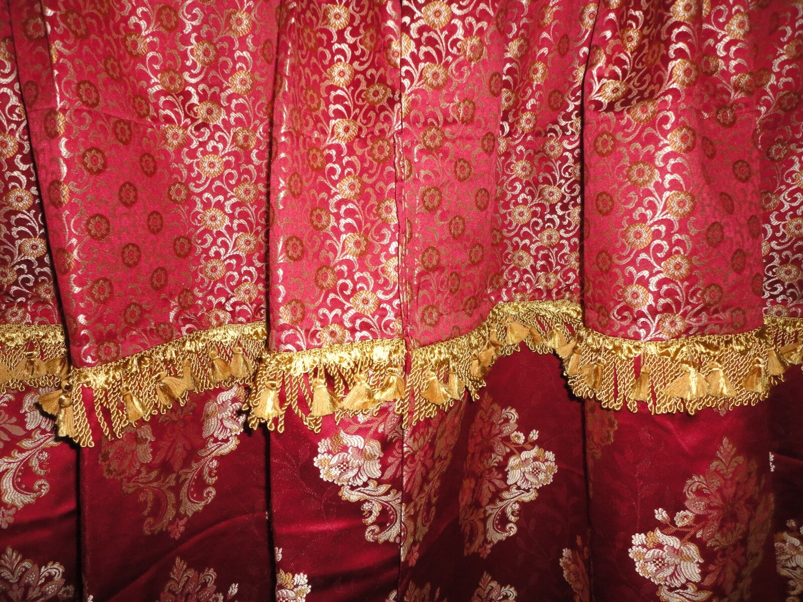 CUSTOM WATERFORD CHARLEMONT RUBY RED GOLD FLORAL (2P) CURTAINS PANELS 49X95
