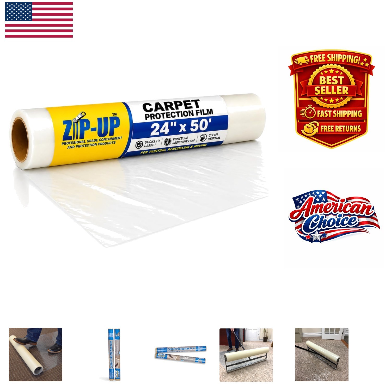 Adhesive Carpet Protection Film – 24″ x 50″ for Commercial and Residential Needs