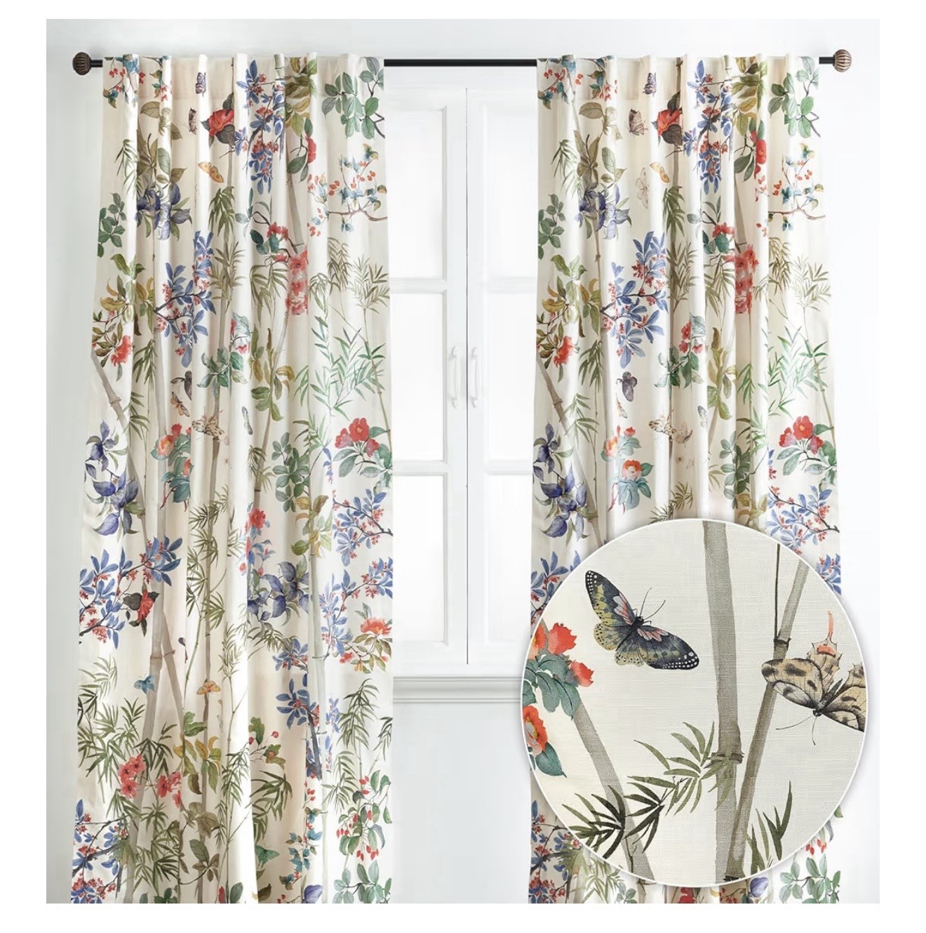 2 pack Maison d’ Hermine 100% Cotton Curtains – 50″x84″ Canne Light Beige 2 pack
