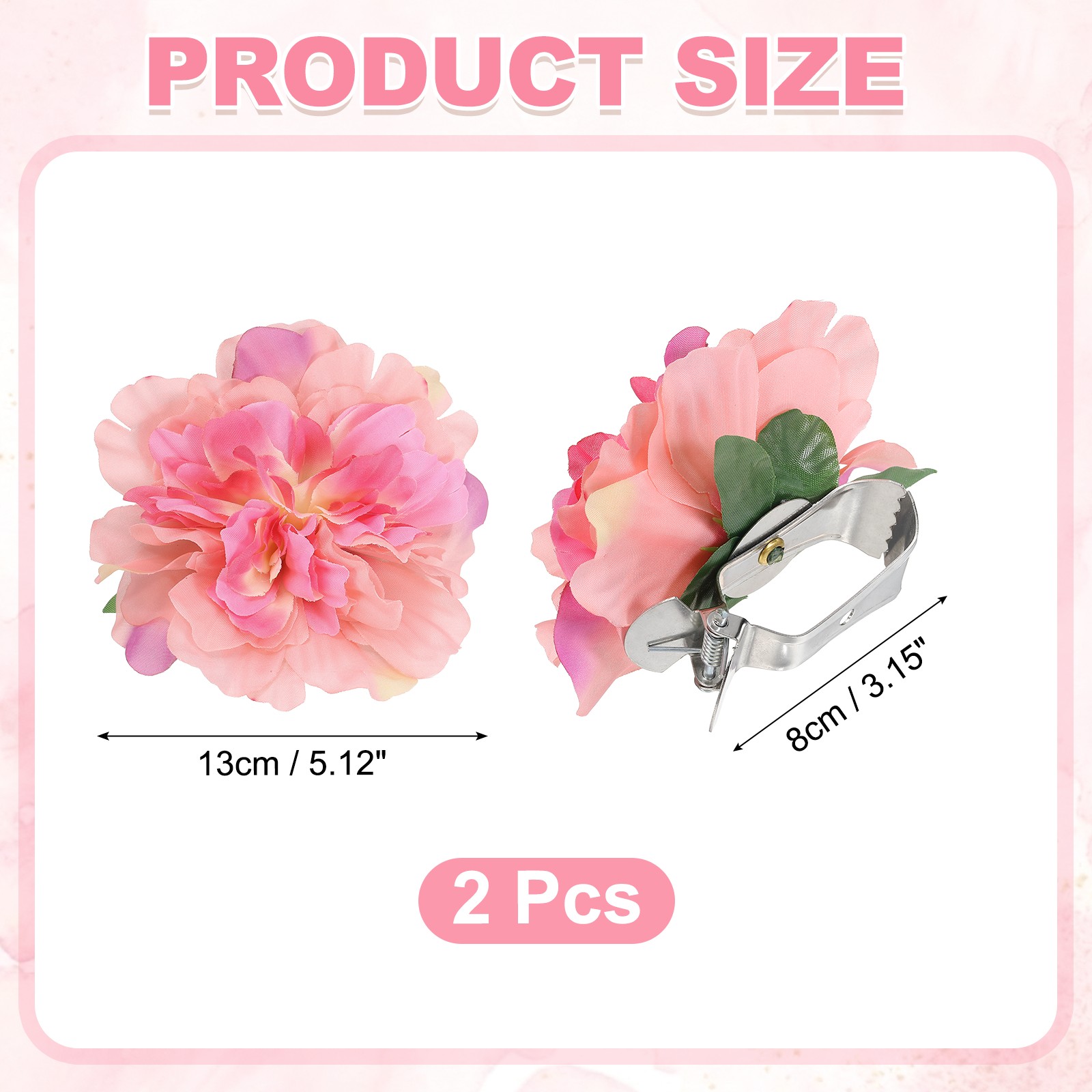 2PCS Flower Curtain Clips, Curtain Tiebacks Decorative Holdback, Orange Pink