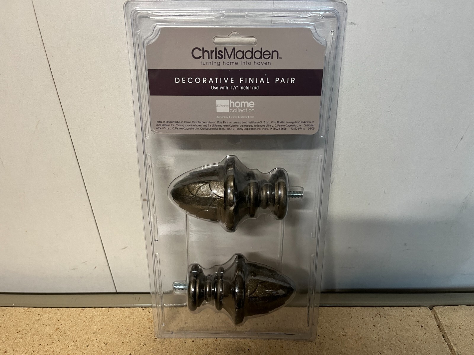 2 Pack CHRIS MADDEN Antique Bronze Finish For 1 1/4″ Rod Pinecone Finials C24