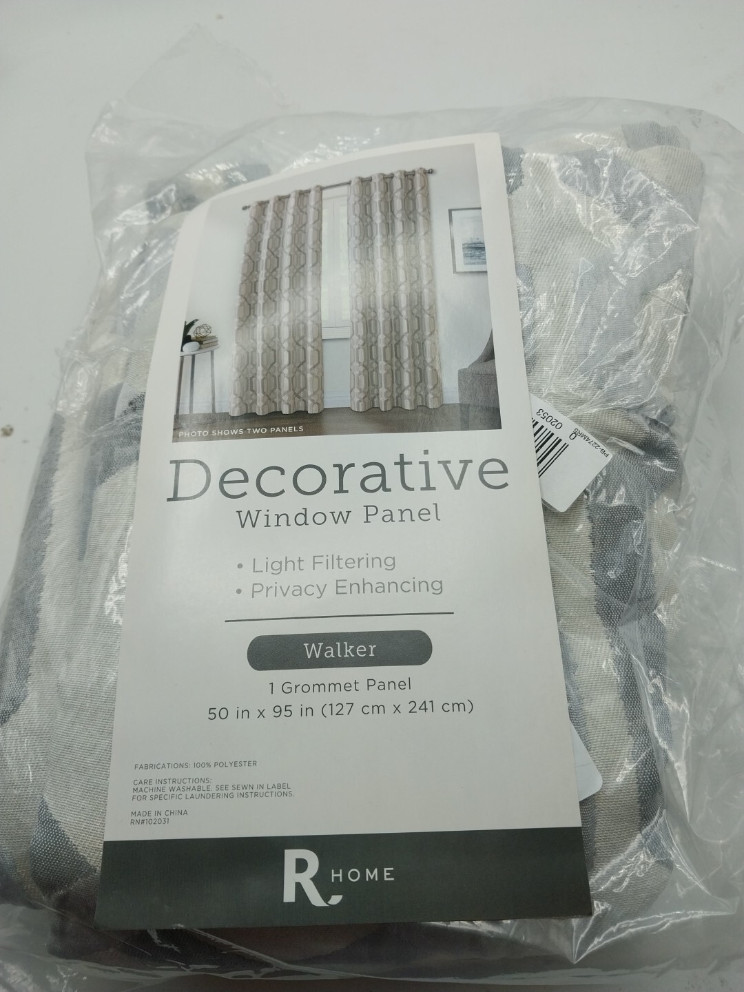 R Home Decorative Panel Light Filtering Curtain Grommet 50 x 95in Walker Silver