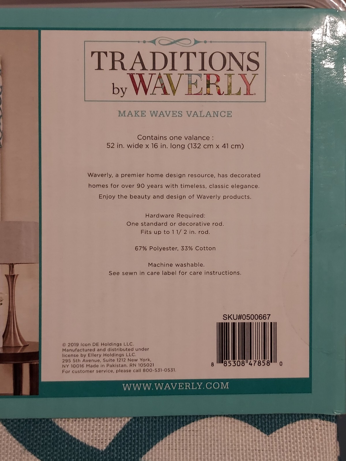 Traditions by Waverly MAKE WAVES CAPRI Blue Green Rod Pocket VALANCE 52×16 NIP