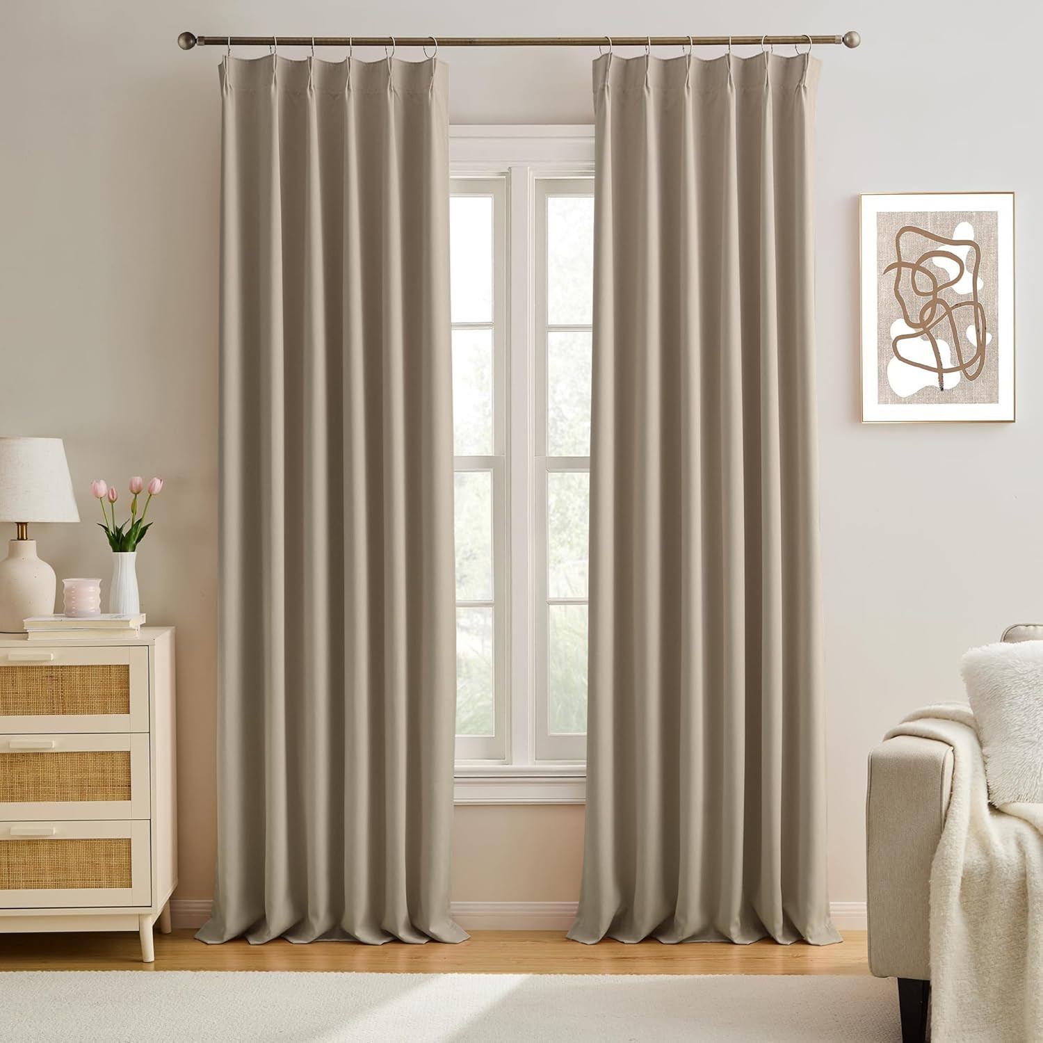 Pinch Pleated Curtains 144 Inch Long 12 FT Tall for Living Room Bedroom Thermal