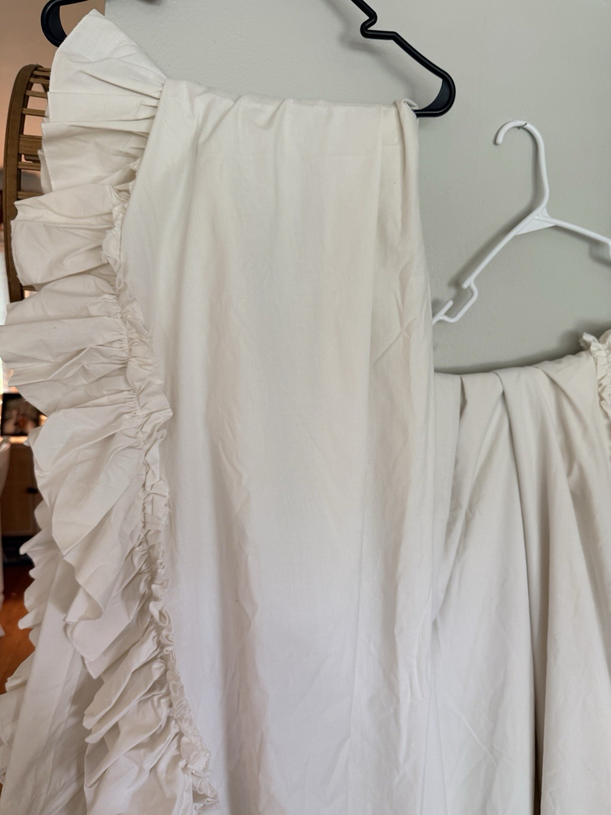 PAIR (2 PANELS) Off White Curtains Ruffle Edge 84”x80”