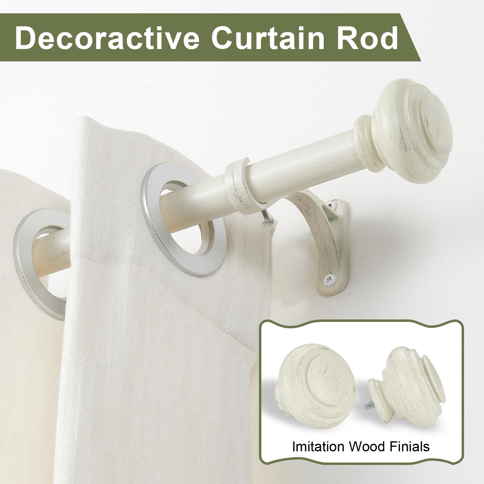 36-72 Inches Curtain Rods For Window Vimayta 1 Inch Diameter Drapery Rod Resin