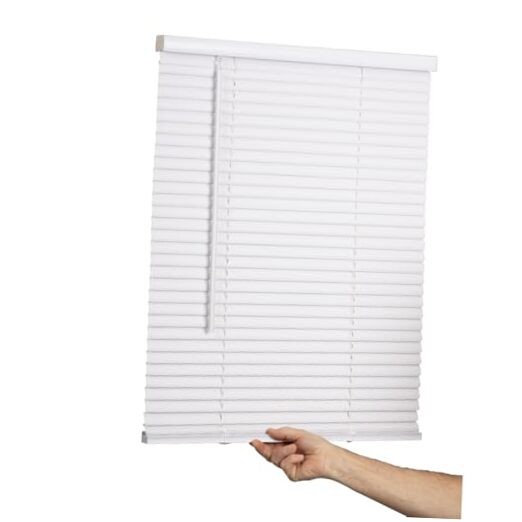 Cordless Mini Blind, 1″ Vinyl Slats, 45″ Wide x 72″ Long – 45″W x 72″H White