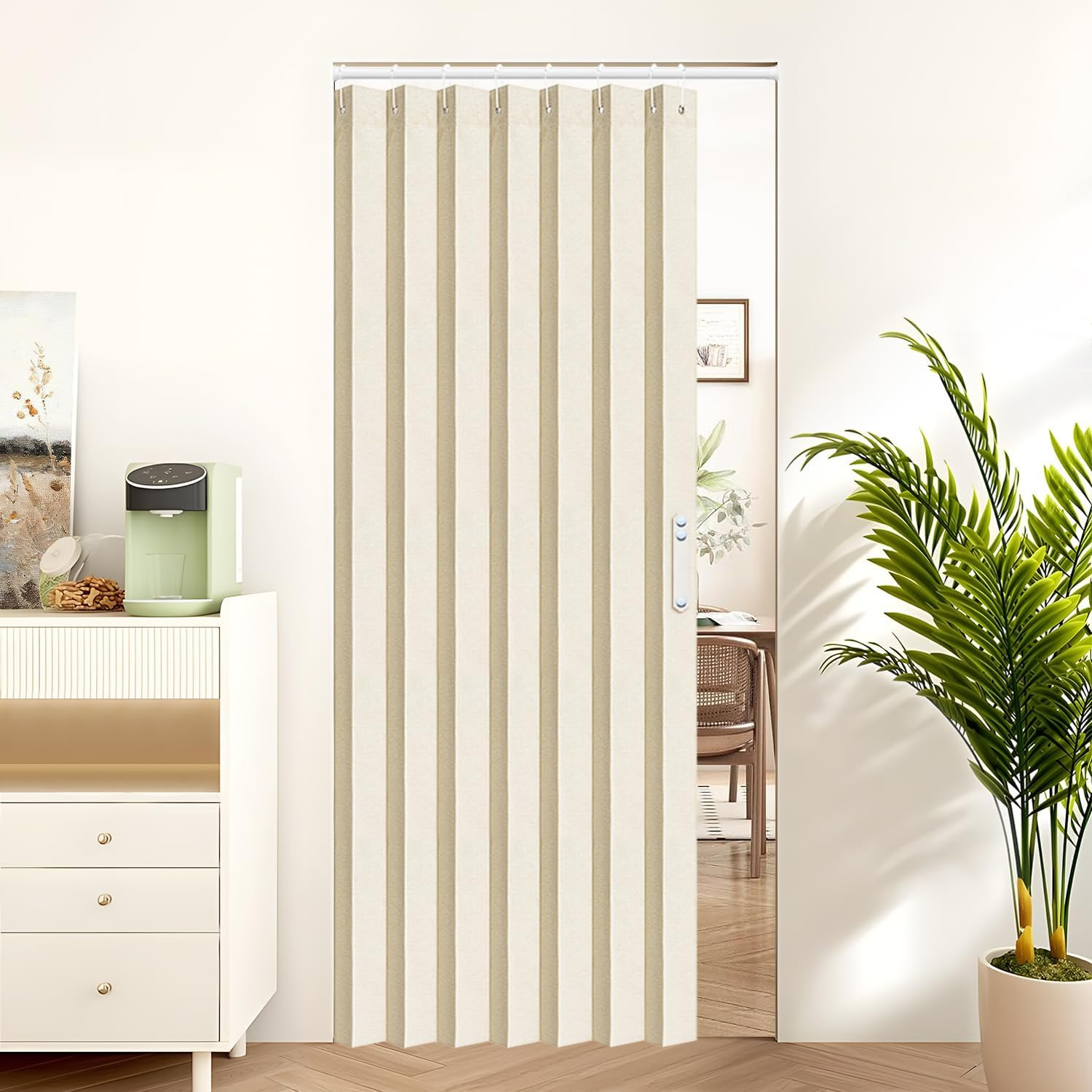 Closet Curtain for Open Closet, Folding Accordion Door Curtains for Closets with
