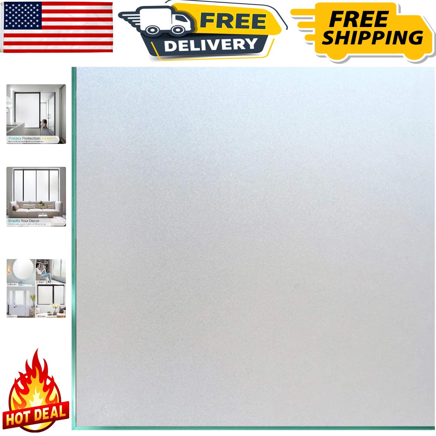 UV Protection Window Privacy Film – 17.5 x 78.7 Inch Frosted Cling for Any Room