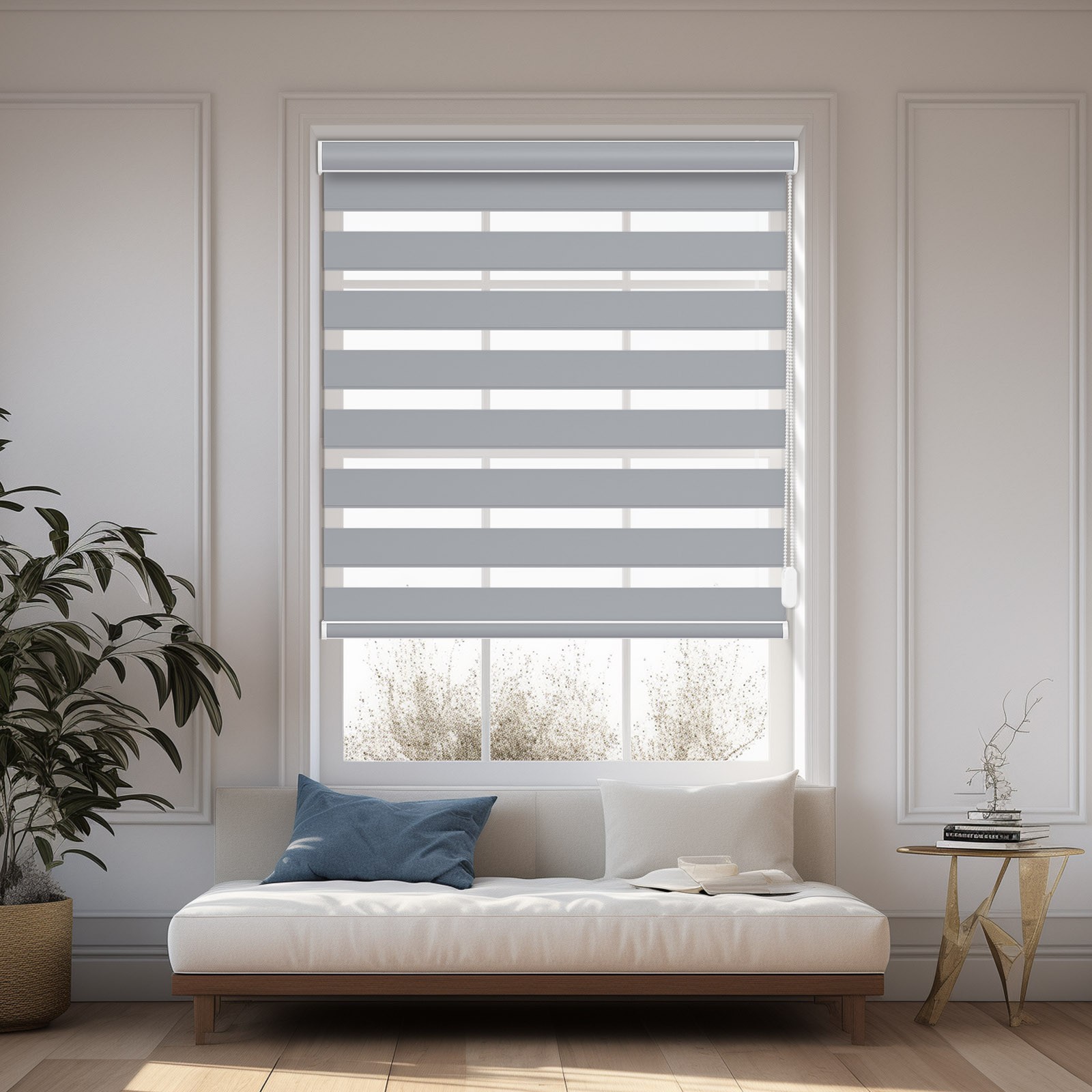 CUSTOM CUT Dual Layer Zebra Roller Shades Window Treatment Corded Window Blinds