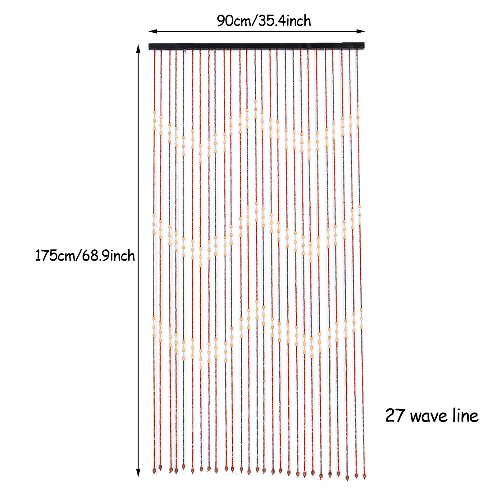 Natural Wood Bamboo Beaded Curtain Fly Screen Bedroom Bath Doorway Porch Divider