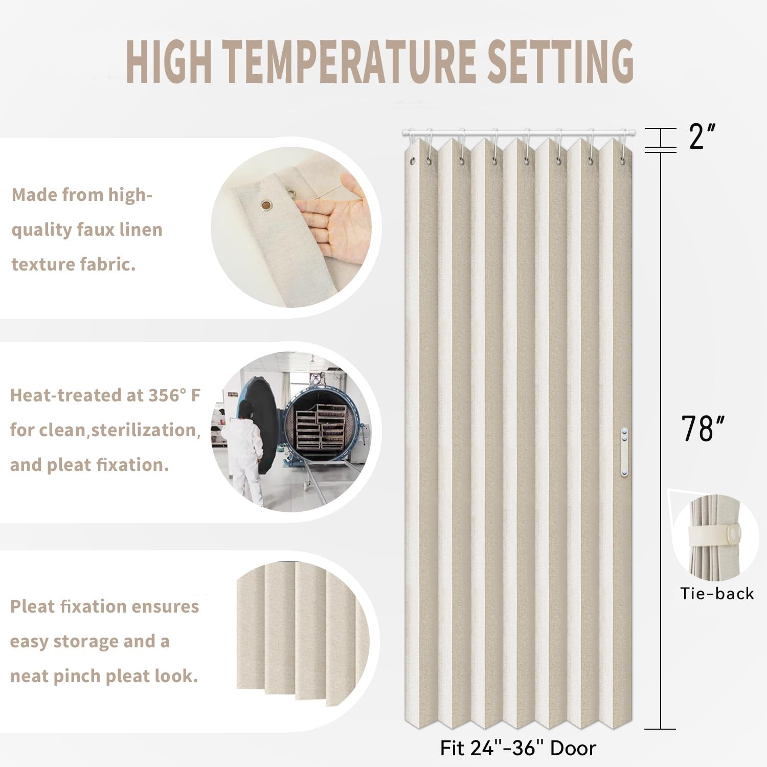 Vatge Closet Curtains Accordion Style Door Curtains for Doorways Pleated Folding