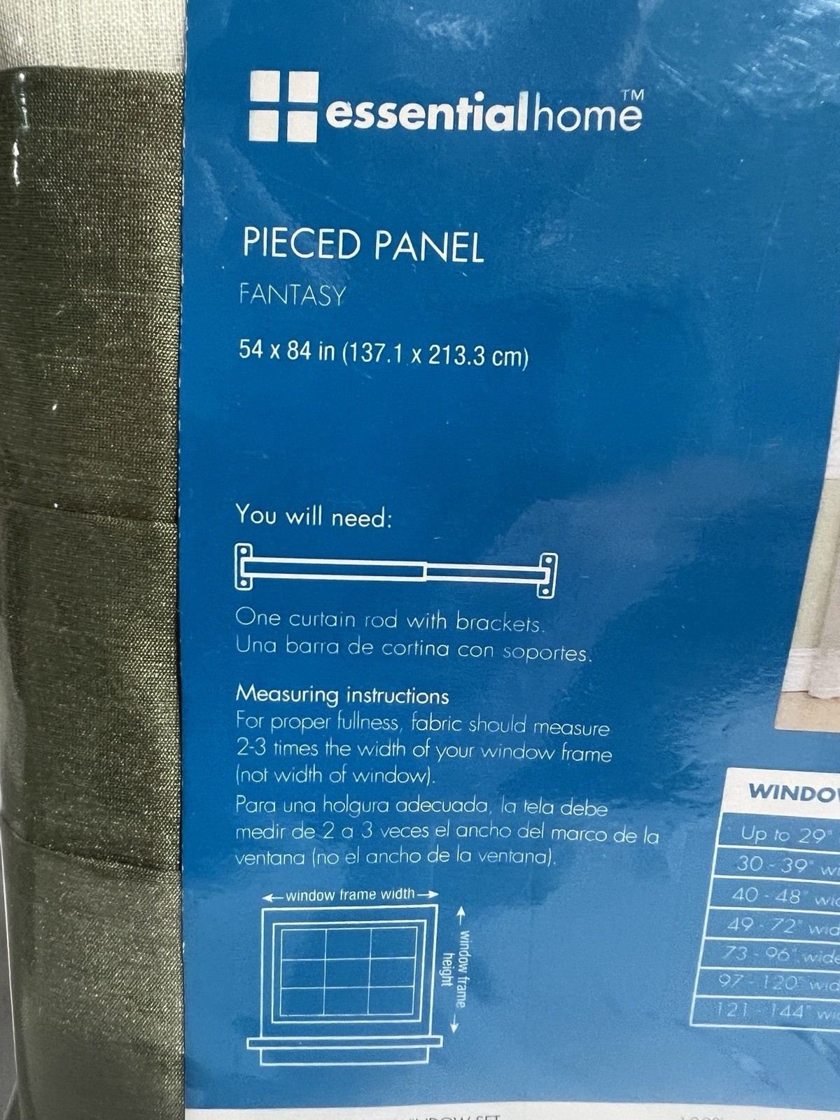 Essential Home Pieced Panel Fantasy Window Curtain Set – Sage 54×84″