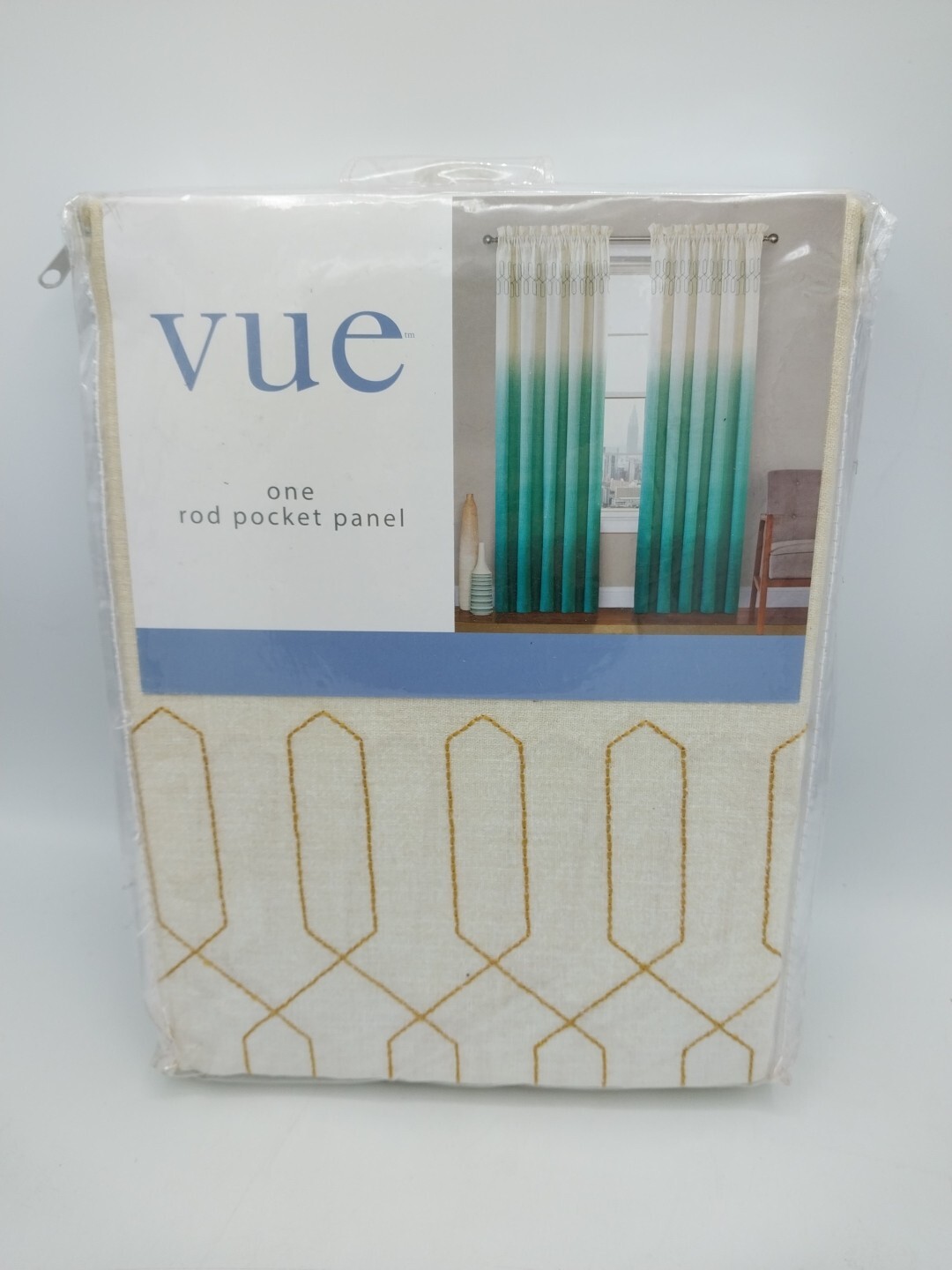 Vue Rod Pocket Panel Curtain 52 x 63in Arashi Ombre Gold 100% Cotton